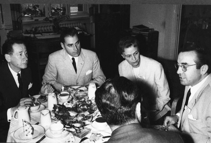 3rd meeting of the Society of Medical Mycology of the GDR at Leipzig. Left to right: Witold Sowinski, Poznan, Otto Male, Vienna, Waltraud Braun, Leipzig, Friedrich Staib, Würzburg.